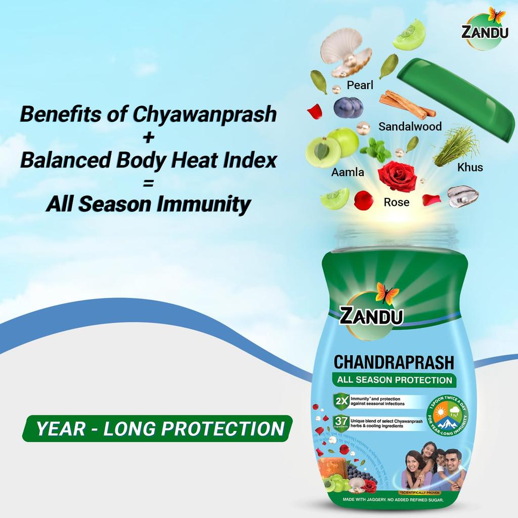 Zandu Chandraprash 900g Pack of 1 | All-Season Immunity Booster Chyawanprash with 37 Herbs & Jaggery Sweetened