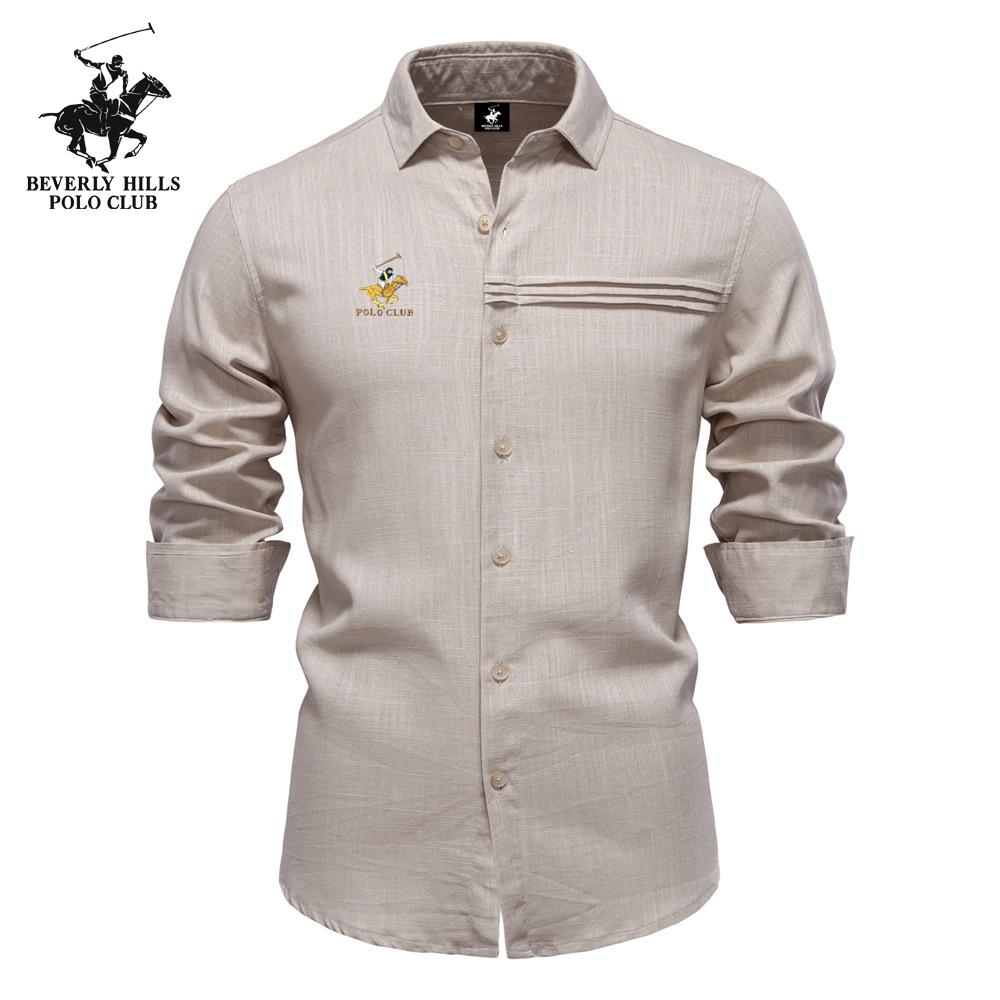 

POLO CLUB 2025 Spring/Summer Pony Embroidered New Men s Business Casual Shirt Solid Color Large Size Long Sleeve Shirt for Men XXL