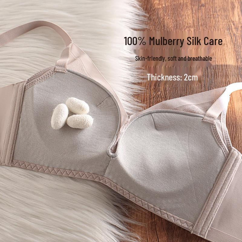 100% Mulberry Silk Seamless Bra: Small Bust Enhancing, Adjustable, Side Support, No Wire