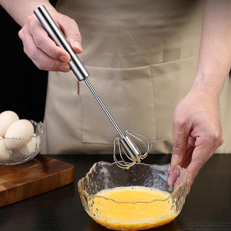 Stainless Steel Semi-Automatic Rotating Whisk and Egg Beater