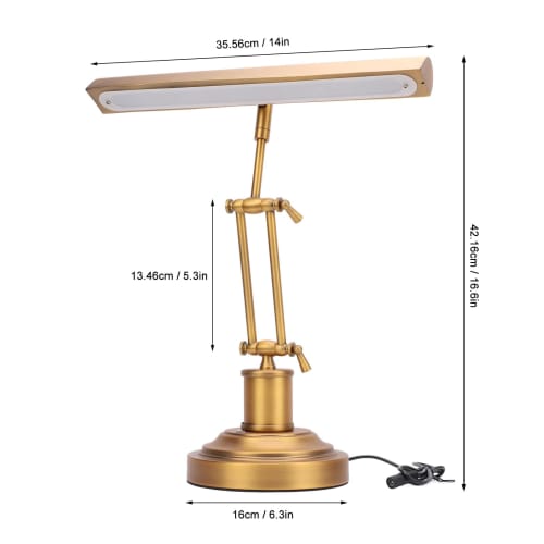 Classic Antique Retro Adjustable Tilt Piano Lamp, 12W Touch Control Piano Lamp with 3000K-6000K Stepless Brightness Adjustment, Eye-Friendly 85 CRI, M
