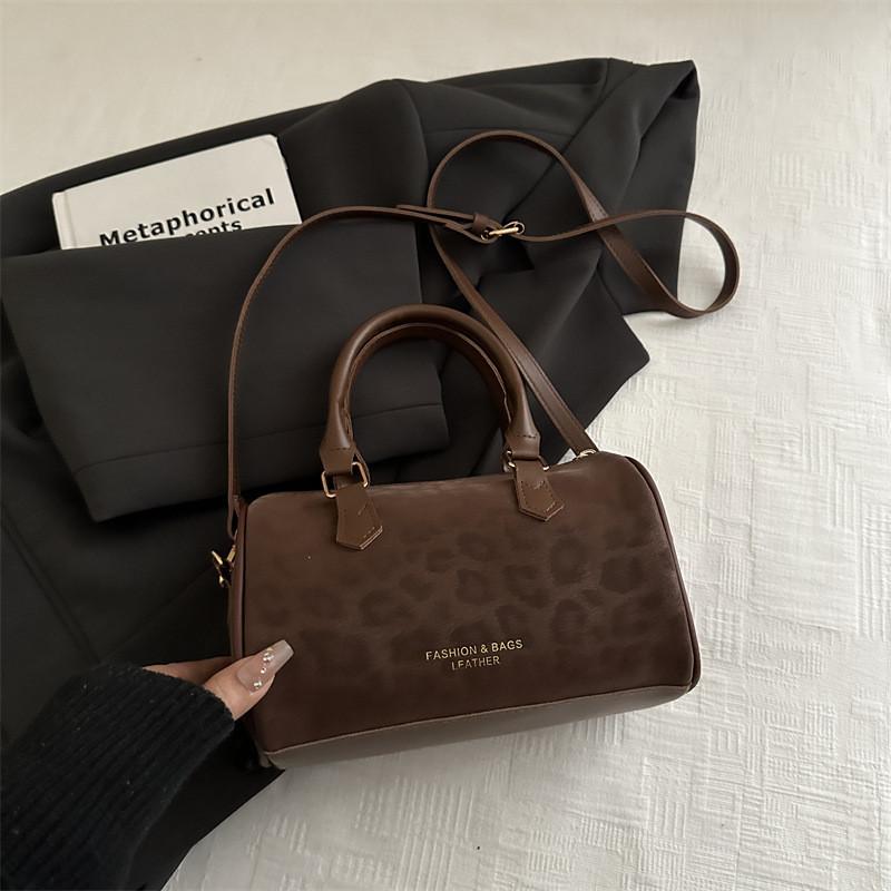Leopard Print Vintage Small Shoulder Bag With Zipper For Daily Casual Use