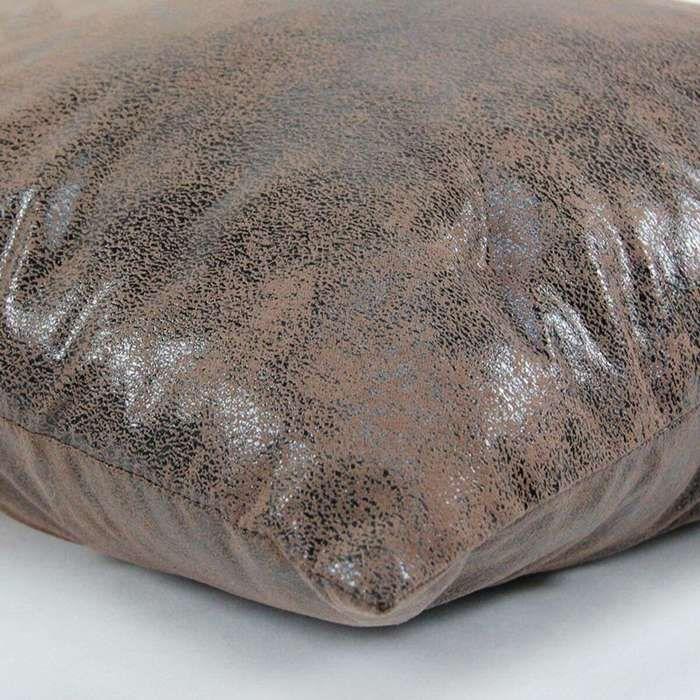 Brown Leather-look Cushion 40x40cm HAVANE