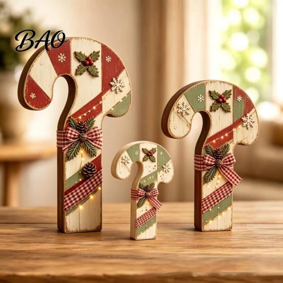 Christmas Farmhouse Mantel Accents 3Pcs/Set Wooden Ornaments, Rustic Gingerbread Man Tree Tiered Tray Freestanding Ornaments Decor, Centerpieces