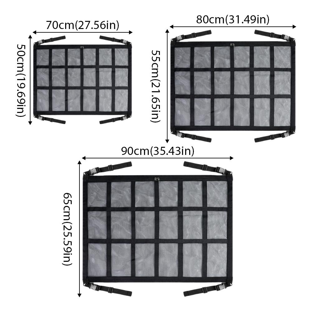 Anti Sagging Luggage Car Roof Top Ceiling Cargo Net Pocket Mesh Organizer Bag For SUV Van Camping Cab 3Sizes