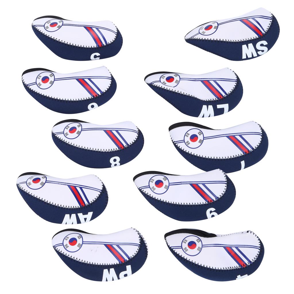 10 Stück Golfschläger Eisen Schlägerkopfhülle Schlägerende Schutz Korea Nationalflagge Farbmischung