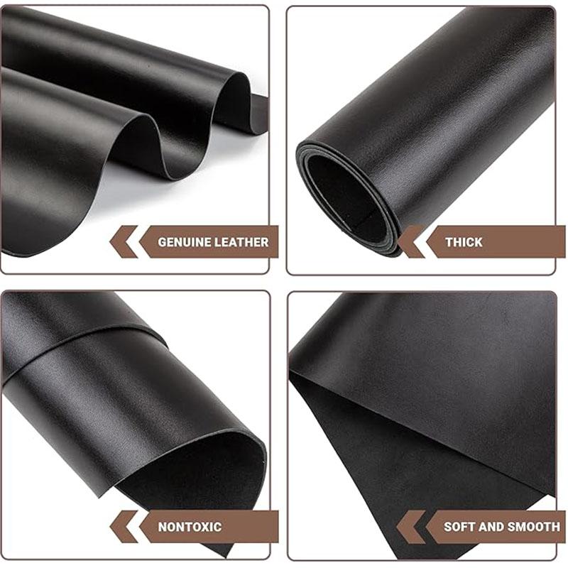 Black Stiff Oak Plant Tanned Leather, Top Layer Cowhide, 2mm Thick Handmade DIY Leather Bag, Leather Fabric