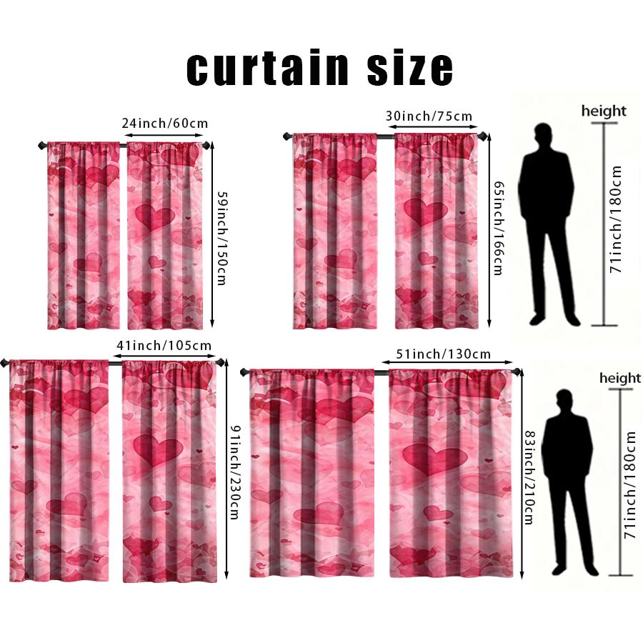 2pcs Blush Heart Pattern Curtains   Perfect for Valentine's Day Window Decor   Romantic Home Bedroom Living Room Decor