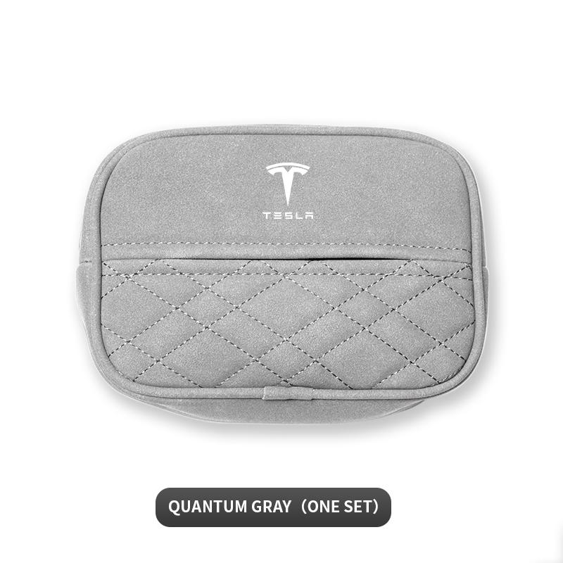 BFNWZ1 Car Accessories Suede Tissue Boxs Organizer Car Tissue Bag For Tesla Model 3 Y S X Cybertruck Coil Juguete Roadster Bonina 2024