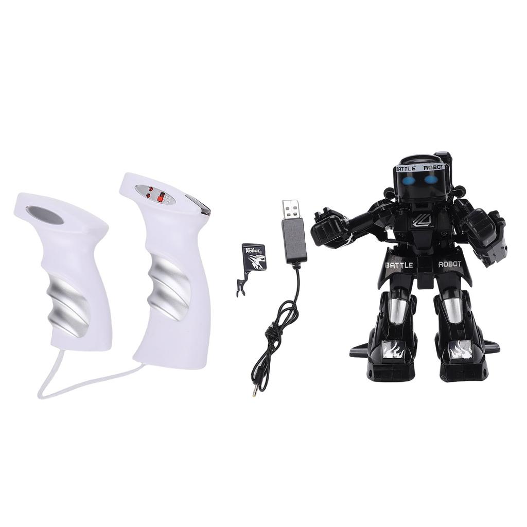 Remote Control Fighting Robot Toy Fun RC Ejecting Battle Robot Support 2 Player with Light Sound Effects Black