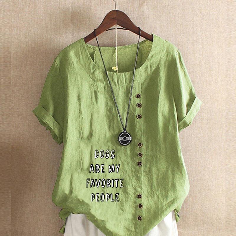 Damenmode T-Shirt mit Buchstabendruck, Rundhalsausschnitt, kurzärmelig, lässig, Baumwolle, Leinen, Grafik, Freizeit, lockere Sommerbluse, Tops, Übergröße