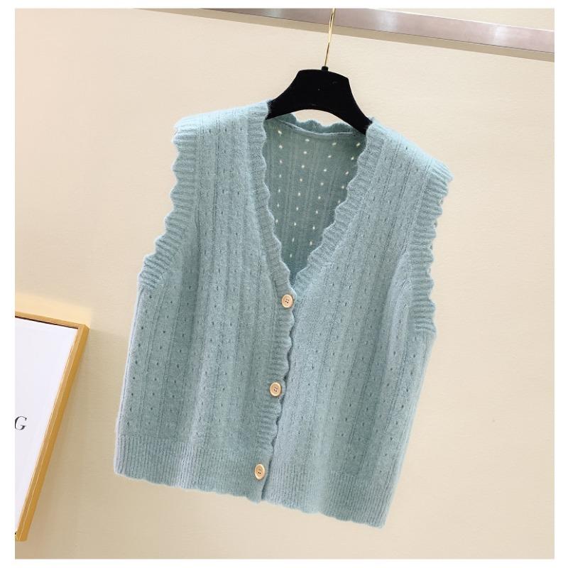 v neck sleeveless knitted cardigan sweater vest for women early autumn new fashion loose short tank tops loose casual solid color elegant clothing