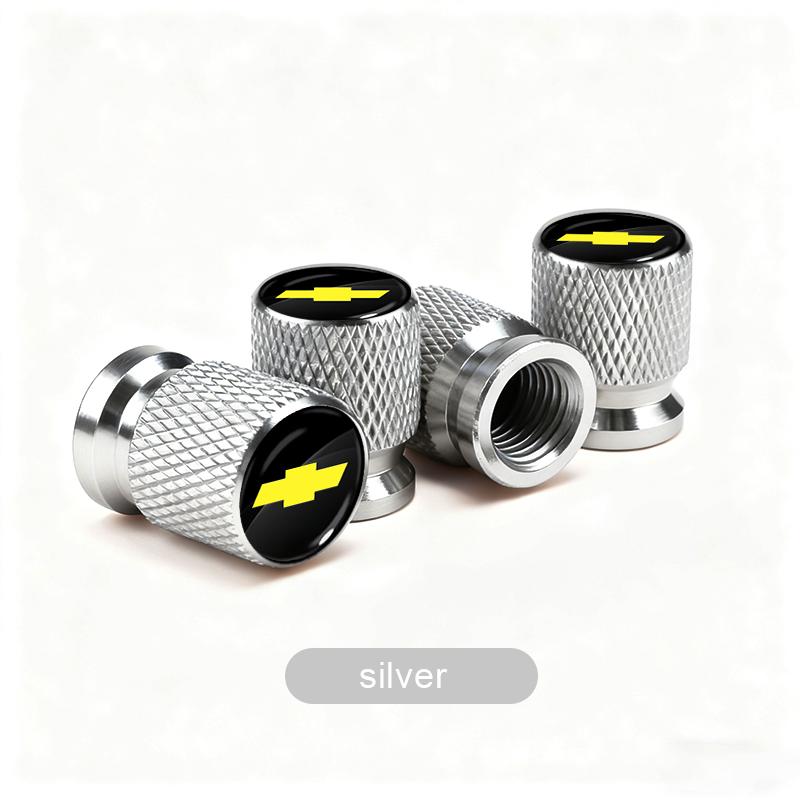 4pcs Car Wheel Tire Valve Caps Aluminum Airtight Covers Fit Chevrolet Silverado Impala Malibu Equinox Cruze Camaro Blazer Aveo