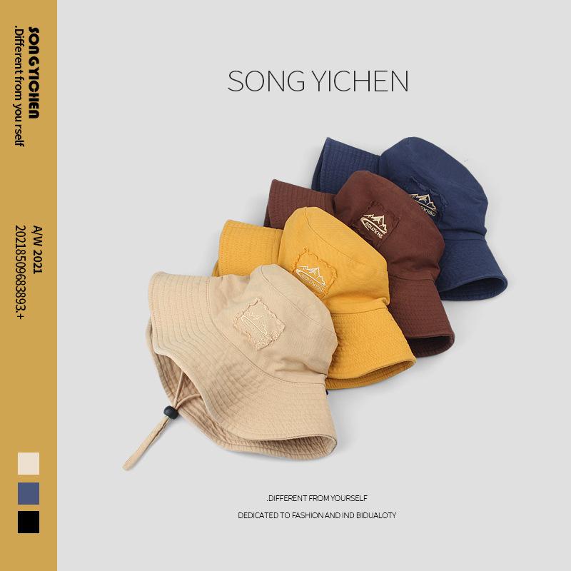 Japanese Outdoor Travel Mountaineering Sun Protection Hat Men and Women Summer Large Bridle Western Denim Sunshade Drawstring Fishing Fisherman Hat