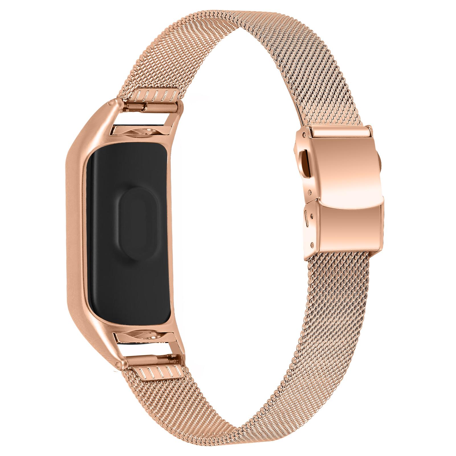 

For Xiaomi Smart Band 9 NFC/9/8 NFC/8 Stainless Steel Milanese Mesh Strap Adjustable Watch Band Rose Gold