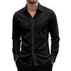 Men Long Sleeve Stretch Shirt Anti Static Breathable Wrinkle Resistant Fade Resistant Button Down Solid Business Formal Dress Shirt