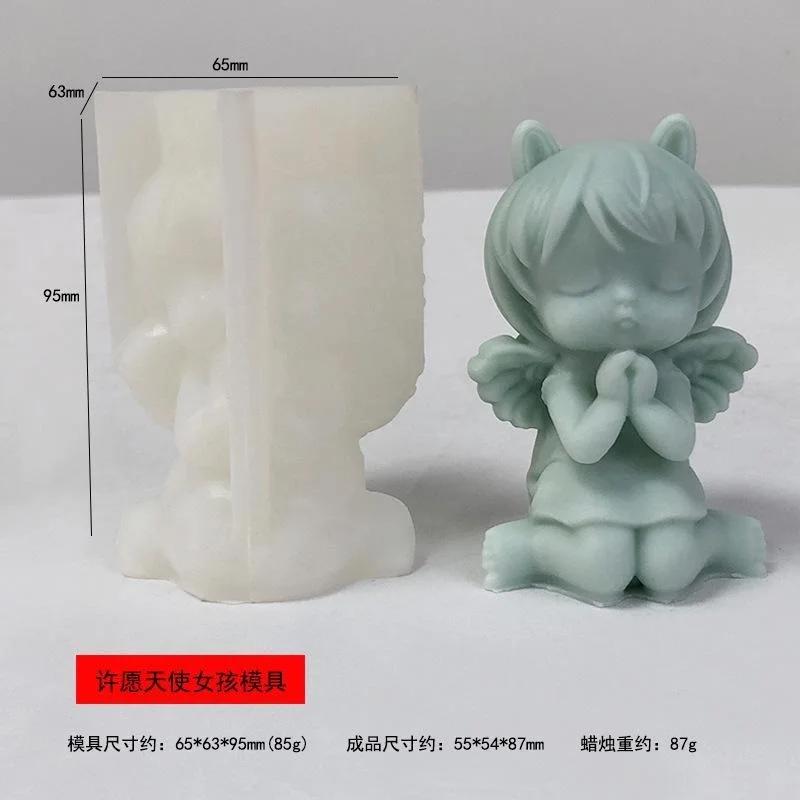 

1 Pcs 3D Prayer Angel Silicone Molds Scented Candle Plaster Mold DIY Epoxy Resin Gypsum Form Ornament Mould Home Decoration