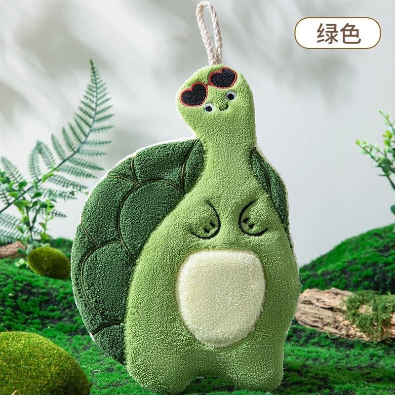 Bathroom Turtle Cartoon Creative New Hanging Coral Fleece Thickened Super Absorbent Kitchen Children's Towel Hand Towel