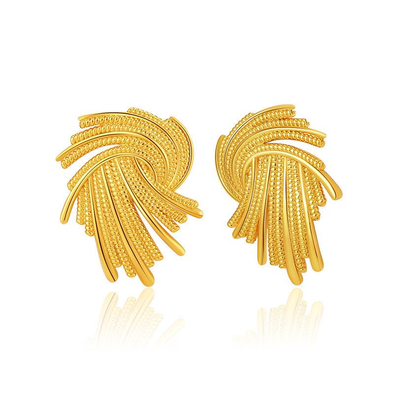 Geometric Irregular Swirl Design Twisted Earrings Silver Needle French Retro Special-shaped Earrings 18K