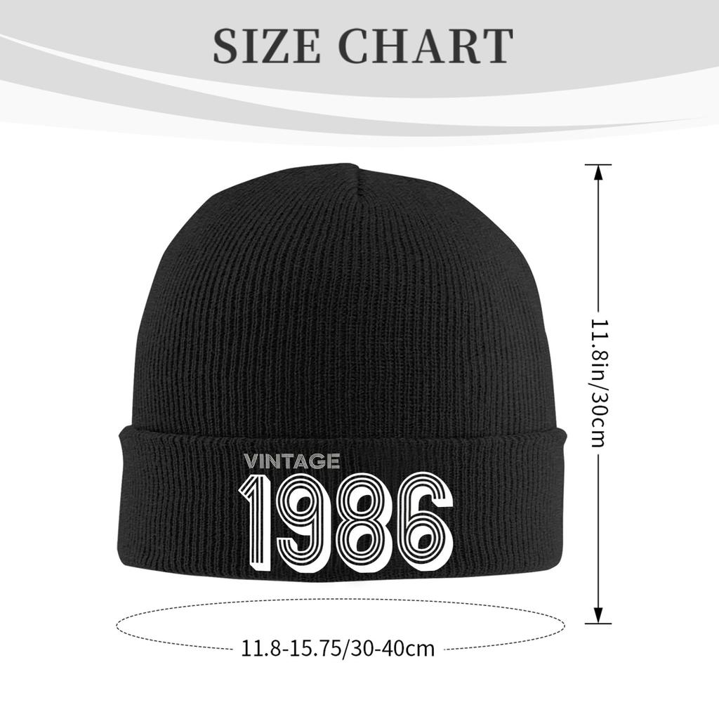Vintage 1986 Geburtstag Jahr 40 Jahre alt Strickbündchen Mütze Beanie Schädelmützen Für Damen Herren Warme Skullies Strickmützen