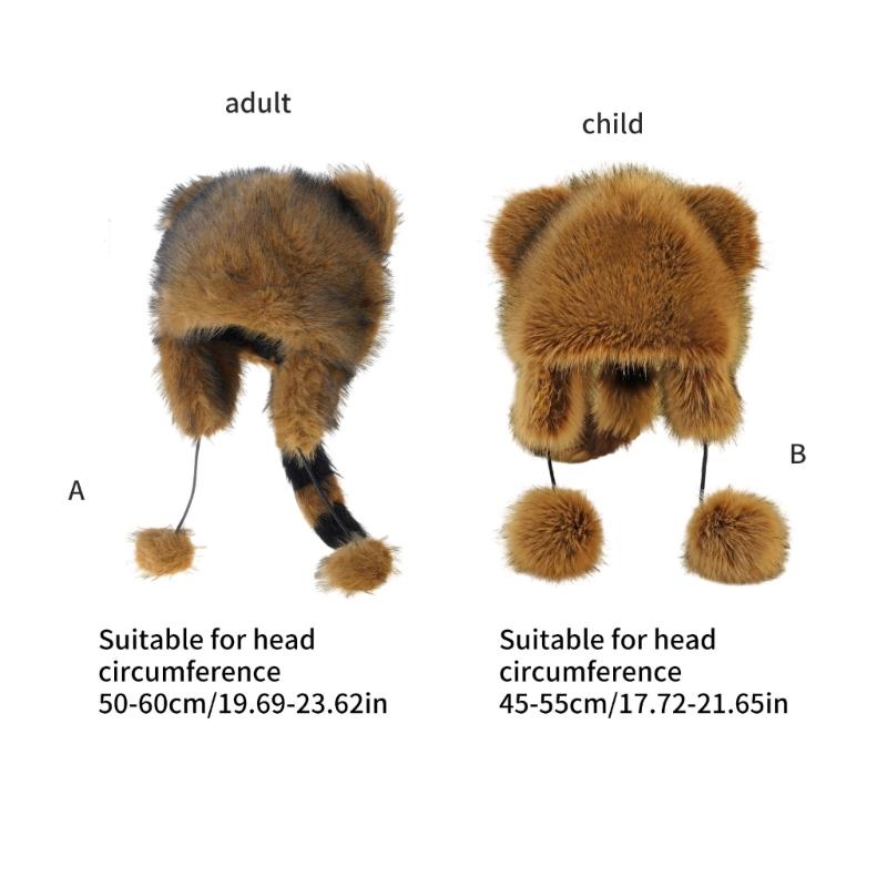 Keep Warm Parent Kids Plush Hat Winter Mongolian Hat for Outdoor Cycling Skiing
