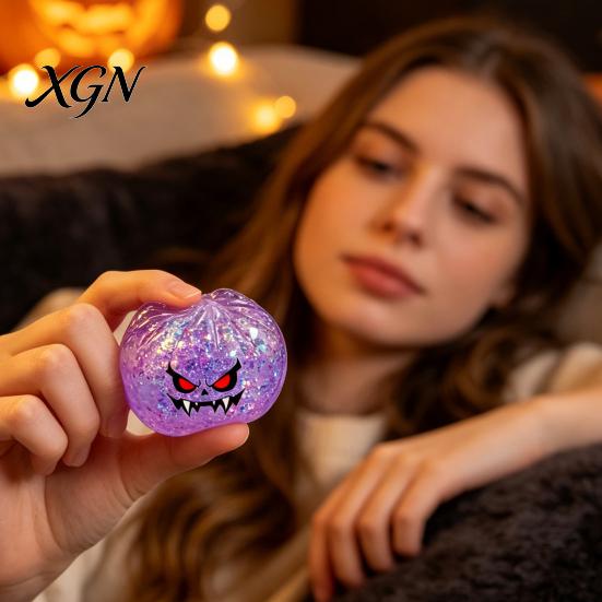 Soft TPR Decompression Cake Halloween Bun Squeeze Stress Ball, Slow Rising Toy with Steamer, Creative Gifts for Sensory Fidget Cute Ghost Faces,