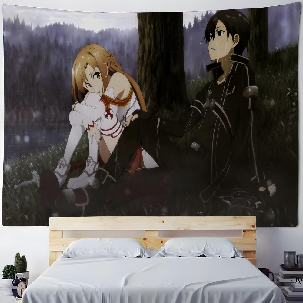 S-Sword Art Online Tapestry Anime Tapestry Wall Hanging Bohemian Wall Tapestries Mandala Home Decor Accessories