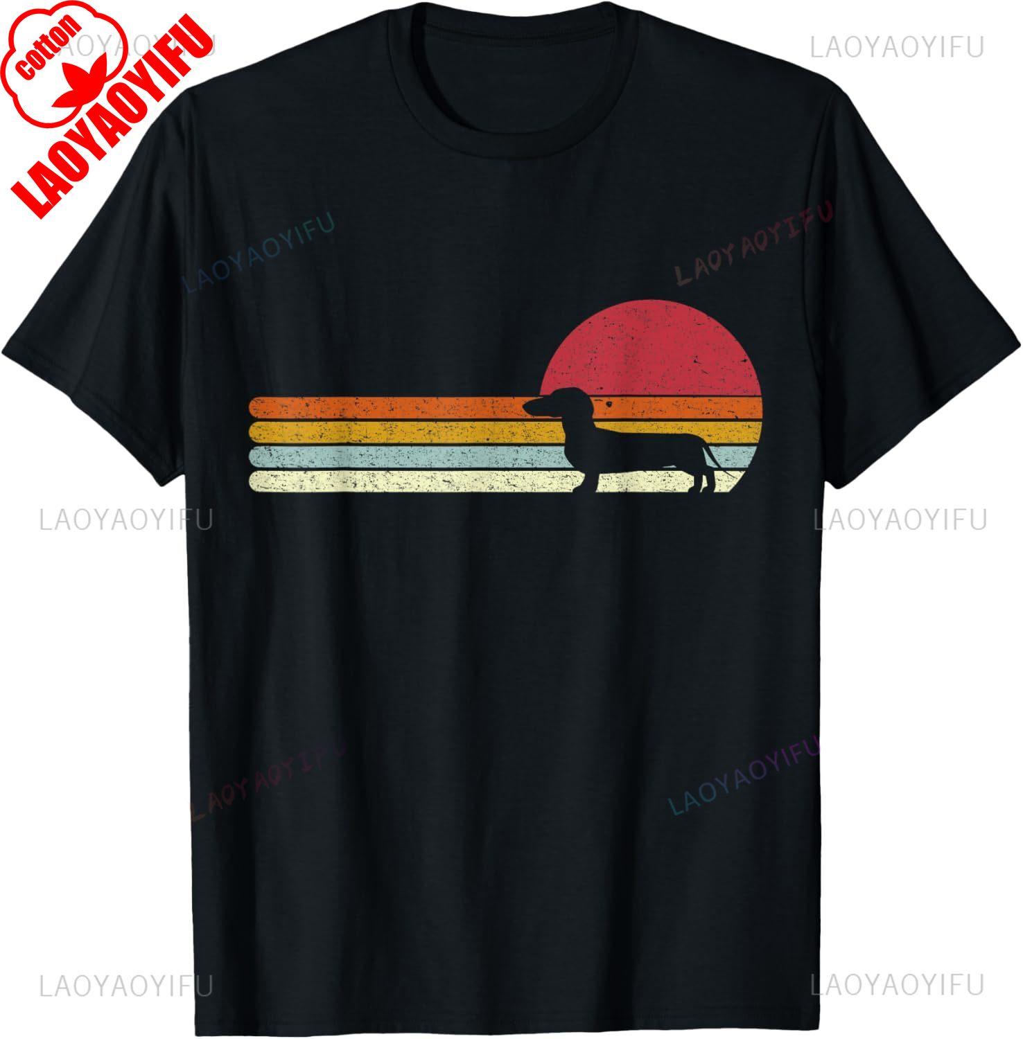 

Dachshund Silhouette Sunset Dog Owners T-Shirt for Woman Man Summer Cotton Printed T-shirt Casual Streetwear Clothes S