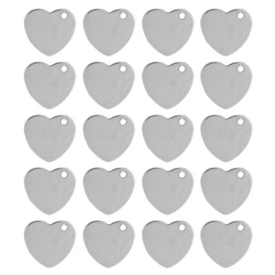 20pcs DIY Pet ID Tag Stainless Steel Heart Shape Dog Cat Pet Name ID Tag with HoleSteel Color 13 X