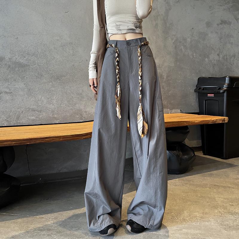 American Style Wide-Leg Woven Belt Pants: Women's 2026 Spring/Summer Casual Workwear