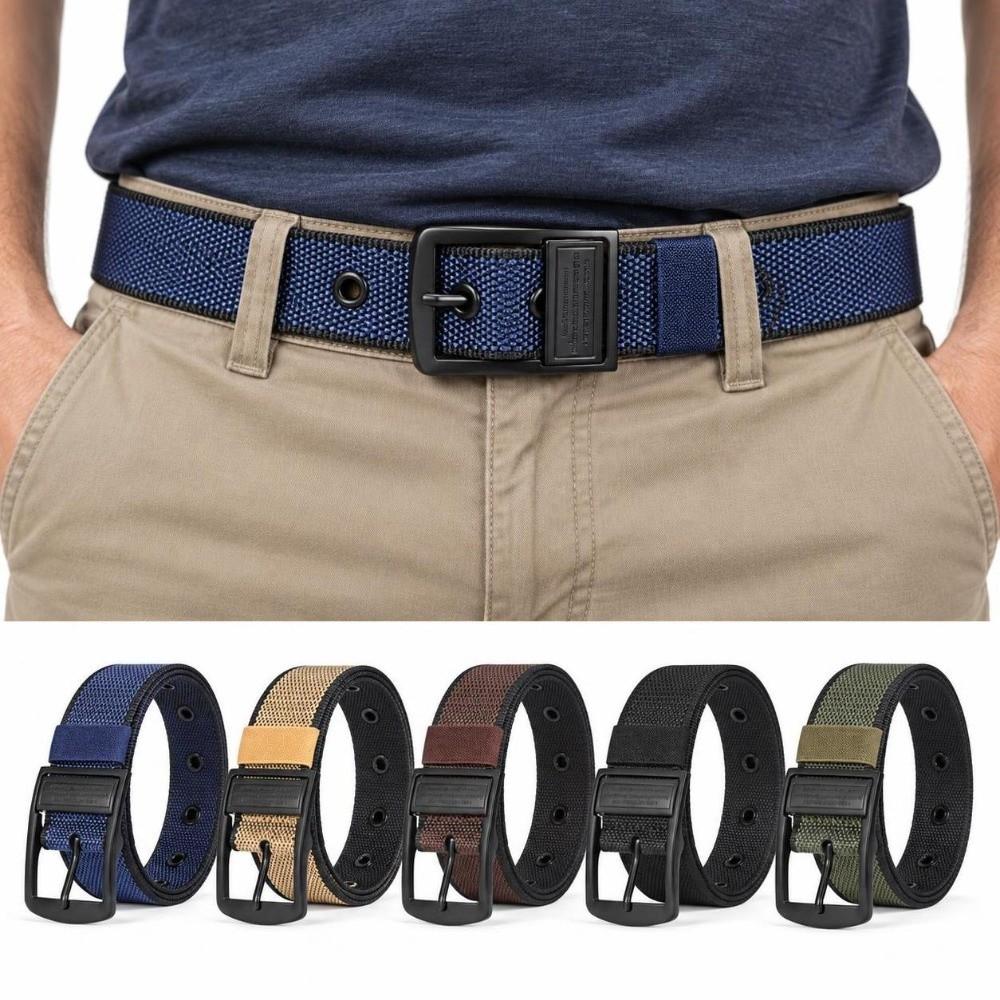 Alloy Pin-Buckle Pin Buckle Belt Unisex Imitation Nylon Weave Belt For Jeans Cargo Pants
