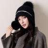 Autumn and Winter Warm Ear Protection Wool Hat, Windproof Snow Twist Knitted Hat, Cute Hairball Showing Face, Small Headhat