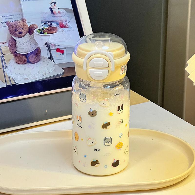 Large Capacity Cartoon Straw Cup for Kids - Portable Outdoor Plastic Water Cup