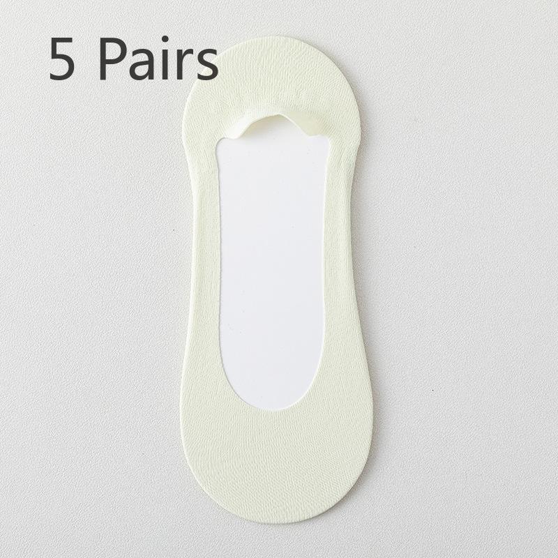 5 Perechi de Șosete Invizibile de Vară Subțiri din Bumbac Pur, Absorbante de Transpirație, Antiderapante, din Mătase, pentru Femei
