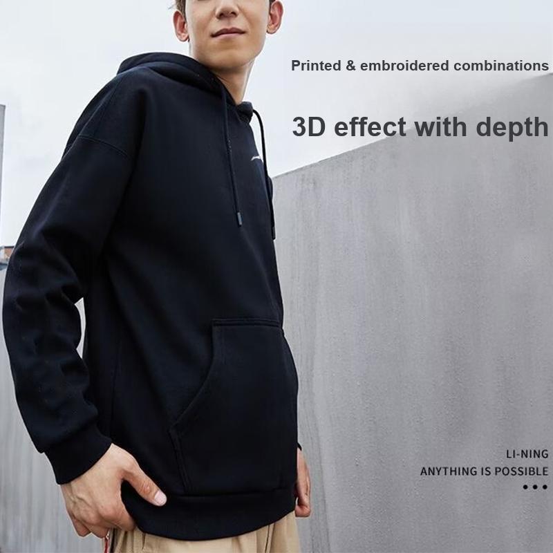 Li Ning Logo Sports Casual Hoodie Men Hoodies Black YWDT331-1