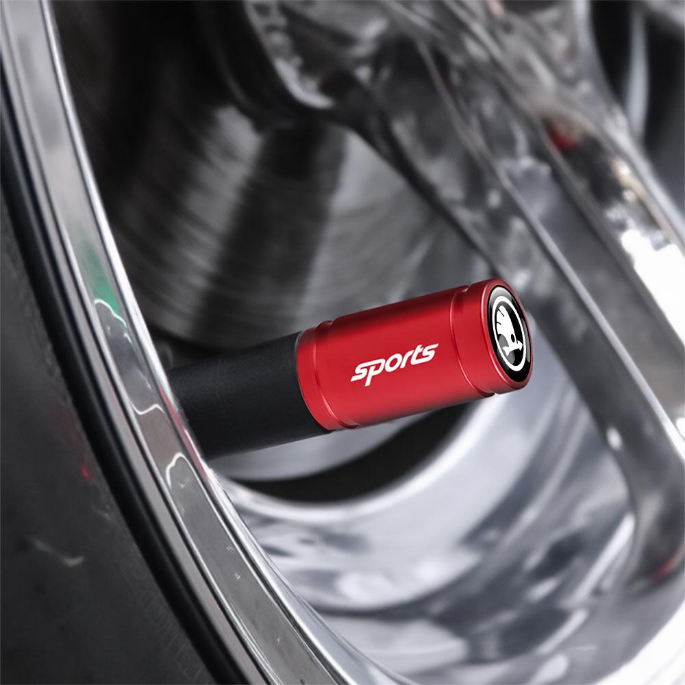 4Pcs Frosted Car Wheel Tire Valve Stem Air Cap Auto Accessories For Skoda S Kodiaq Fabia Kamiq Karoq Octavia 3 A5 A7 Rapid Scala xkbf53