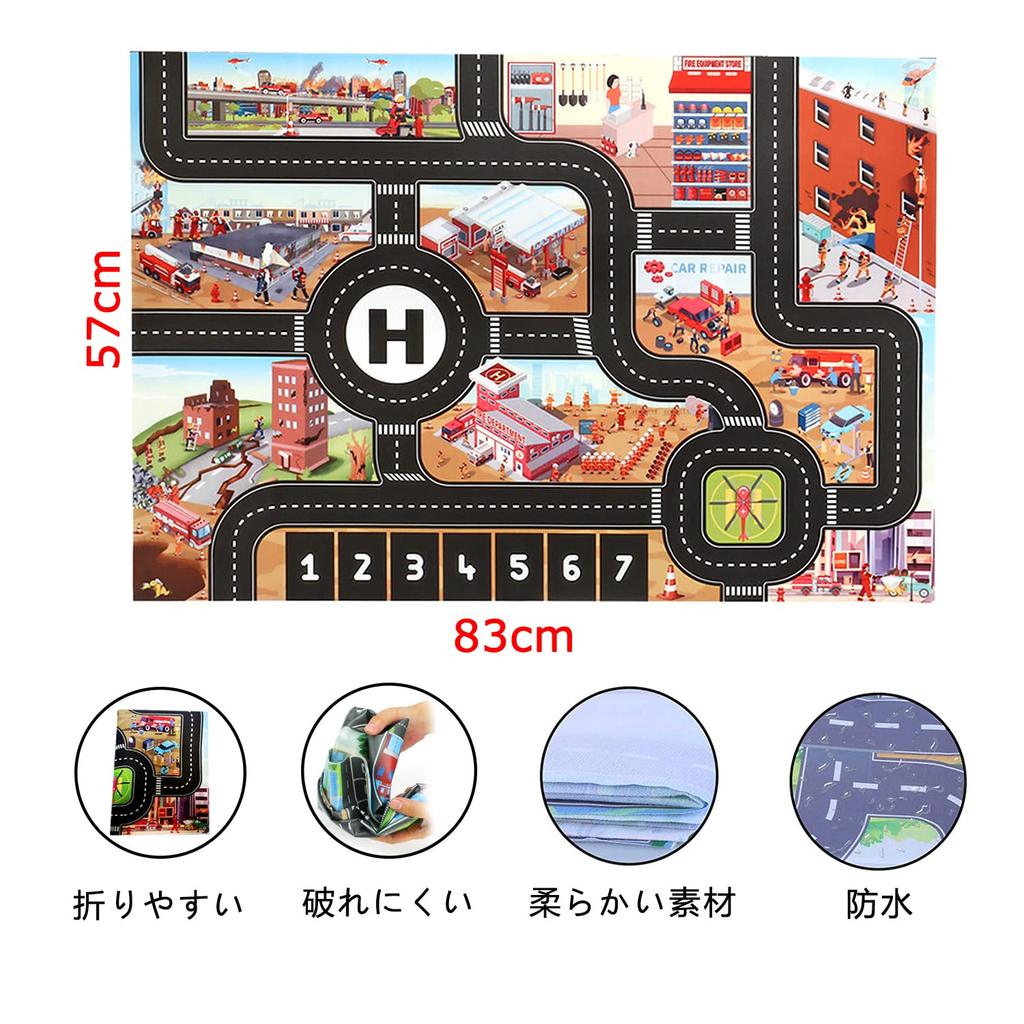 Carecoly Truck Fire Engine Miniature Car Large Storage Alloy Miniature Toy Vehicle with Fire Work Boys and Birthday 6 and Set, Set, Truck, Car, Map,