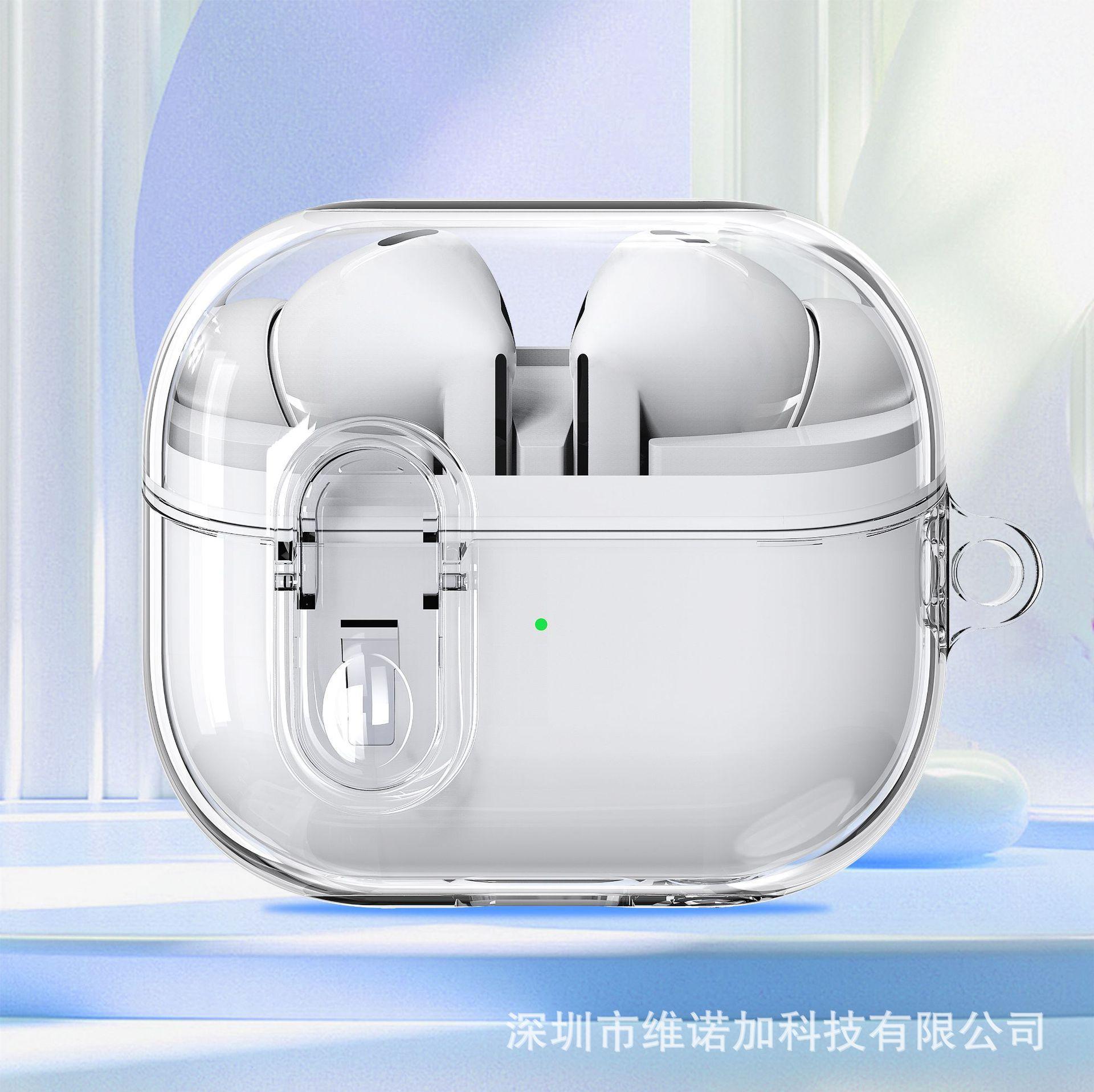 

Прозрачные ледяные кристаллы с предохранительной защелкой для Samsung Galaxy Buds3Pro Galaxy Buds3 TPU+PC Противоударный чехол для наушников с крючком For Buds 3 Case прозрачный