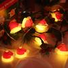 LED Christmas decorations, Christmas hats, festive atmosphere, Christmas tree decorations, colorful lights, string lights