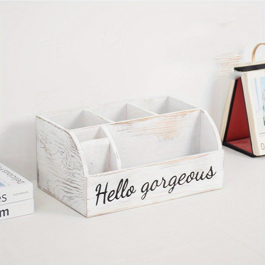 Distressed Rustic Wooden Office Desktop Organizer Shelf Tabletop Home Organizer Storage Drawers perfect Jewelry storage Display Box for Desk Vanity