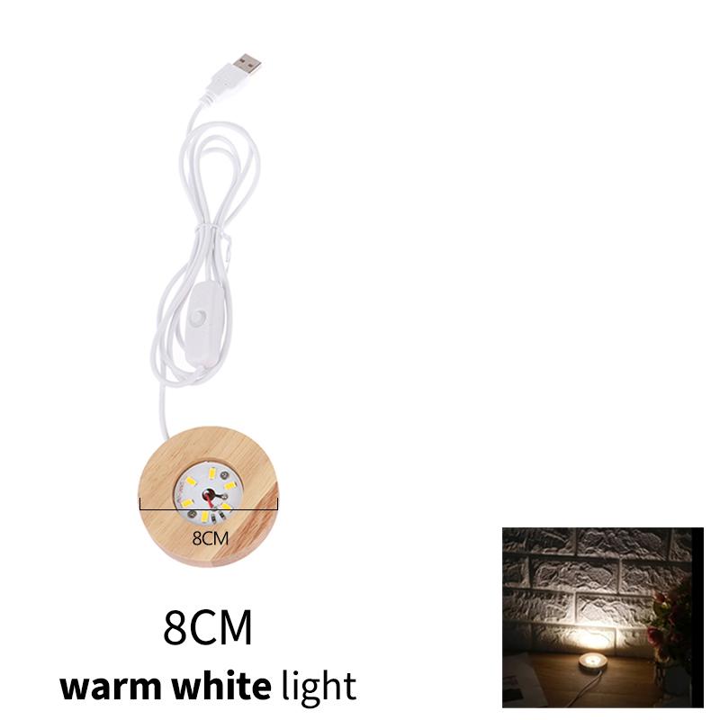 1/4PCS Wood Light Base USB Plug In 6/8Cm LED Night Lamp Colorful Art Ornament Crystal Glass LED Light for Epoxy Resin Base