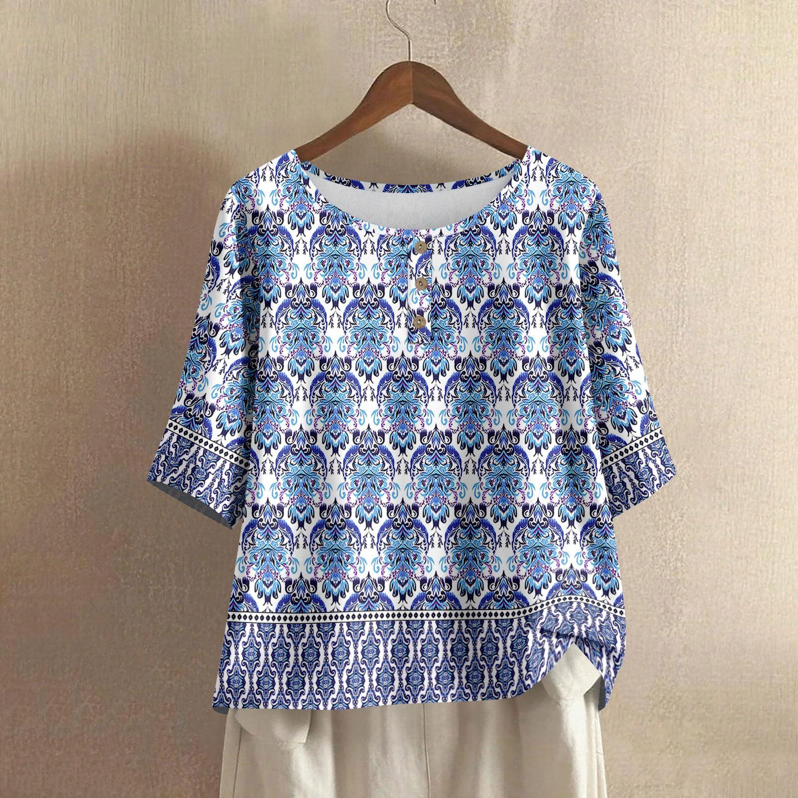 

Women s Fashion Casual Regular Elegant Tops Button Tops L синій