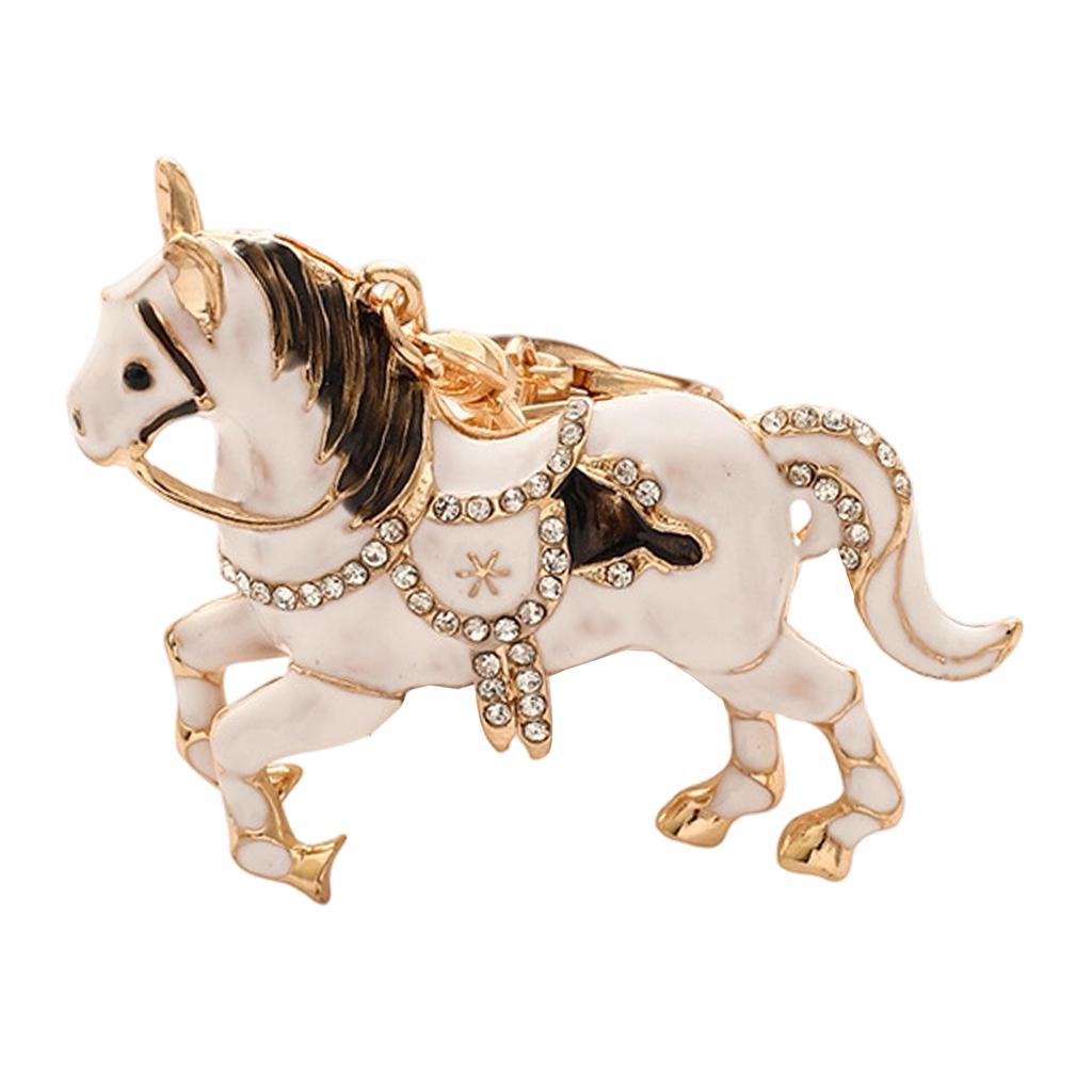 Chinese Culture Inspired Zodiacs Horse Keychain Adorned with Sparkling Rhinestones Made of Premium Alloy Metal for Those Born In Horse Year