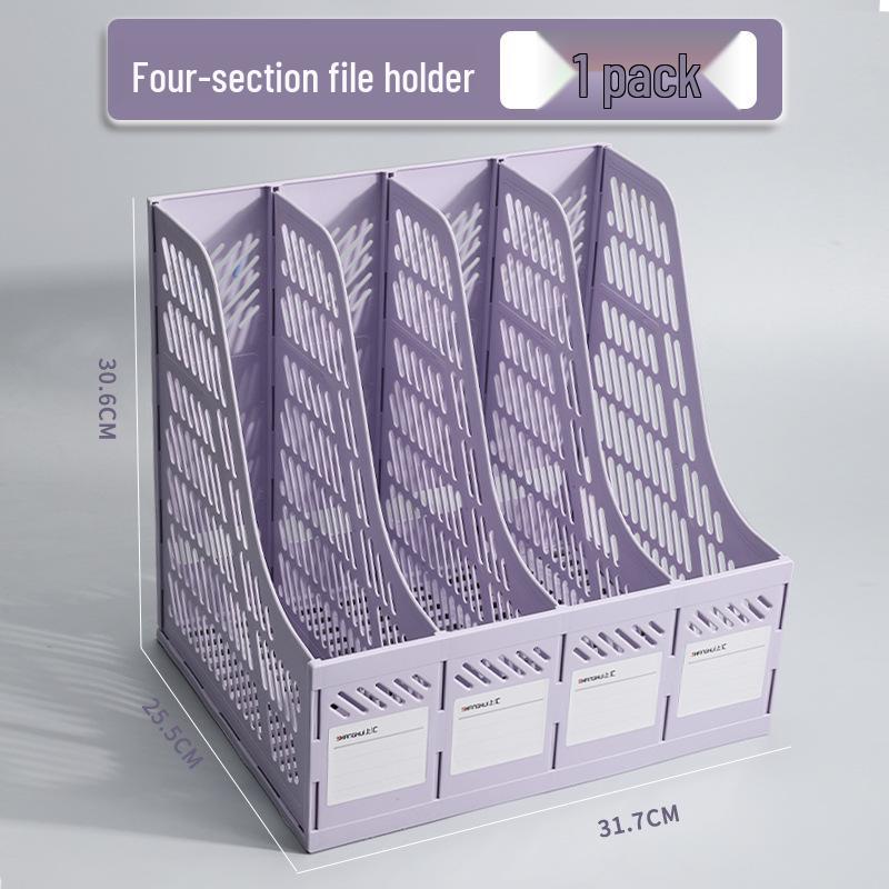 Desktop Four-Compartment File Organizer & Pen Holder with A4 Storage Box