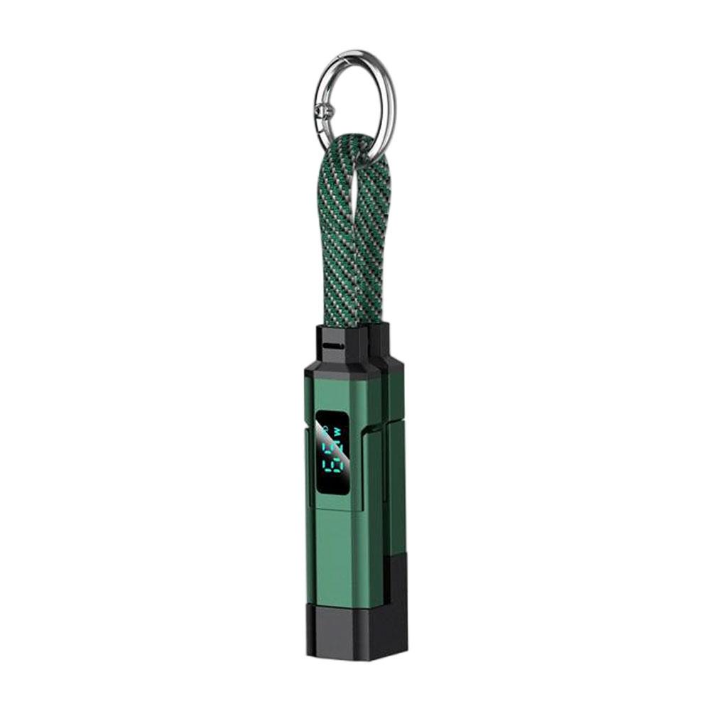 65W 4-in-1 Keyring Charger Cable Real-time V/A/W Power Display Multi Ports Fast Charging Wire for iOS Android Notebook Travel