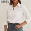 Women's Fashion Casual Solid Color Print Long Sleeve POLO Neck Blouses & Shirts
