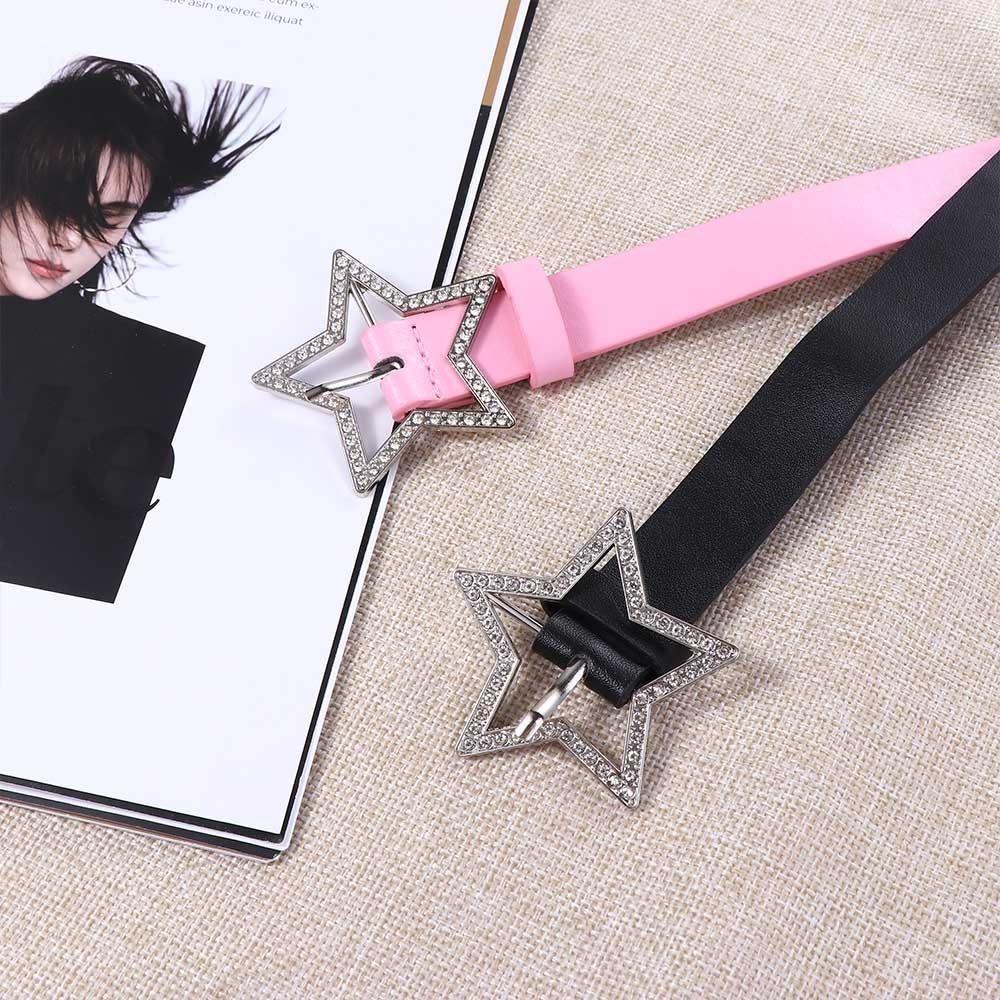 Leather Zinc Zinc Alloy Width Waist Belt Corset Belt Adjustable Waistband Star Buckle Belt Women Waist Belt