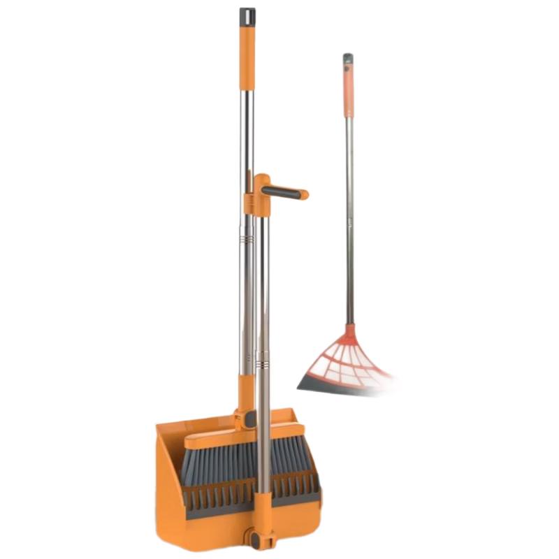 GongShuShi Foldable 3-Piece Broom and Dustpan Set