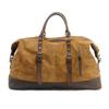 Borsa da Viaggio da Uomo di Grande Capacità, Borsa da Bagaglio a Tracolla in Tela Cerata Impermeabile Stile Europeo e Americano con Pelle Crazy Horse