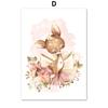 Kawaii Fawn Bunny Fox Princess Crown Wall Art Canvas Painting Posters and Prints Nordic Children's Room Decoration Pictures